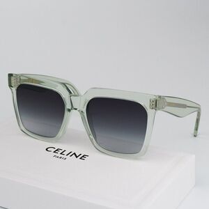 NEW Celine CL4055IN 93B Transparent Green Gradient Square Oversized Sunglasses
